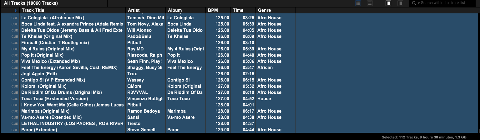 Selecting all tracks to import to collection in Rekordbox